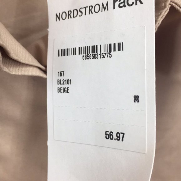 Tov Los Angeles Button Down Pleated Sleeve Beige Belted Shirt - Picture 2 of 6